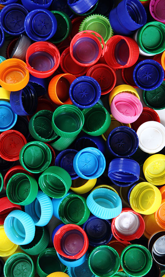 Arrecação de tampas de plástico